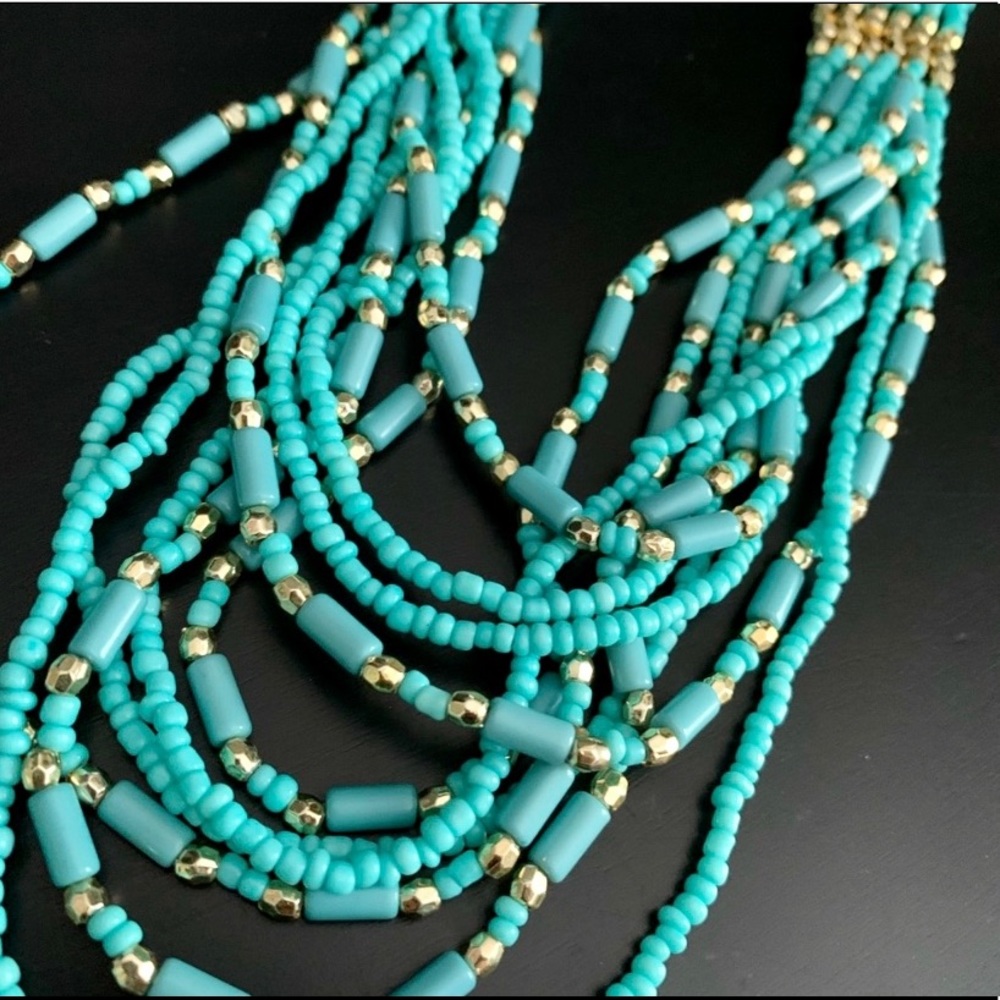 Bold Turquoise and Gold Statement Necklace